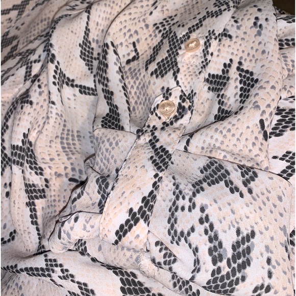 Express Snakeskin semi sheer button up shirt, light pink black gray off white - Picture 13 of 15